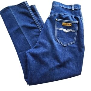 PS GITANO Vintage Tapered Leg Dark Wash Power Stretch Embroidered Jeans 34 Waist